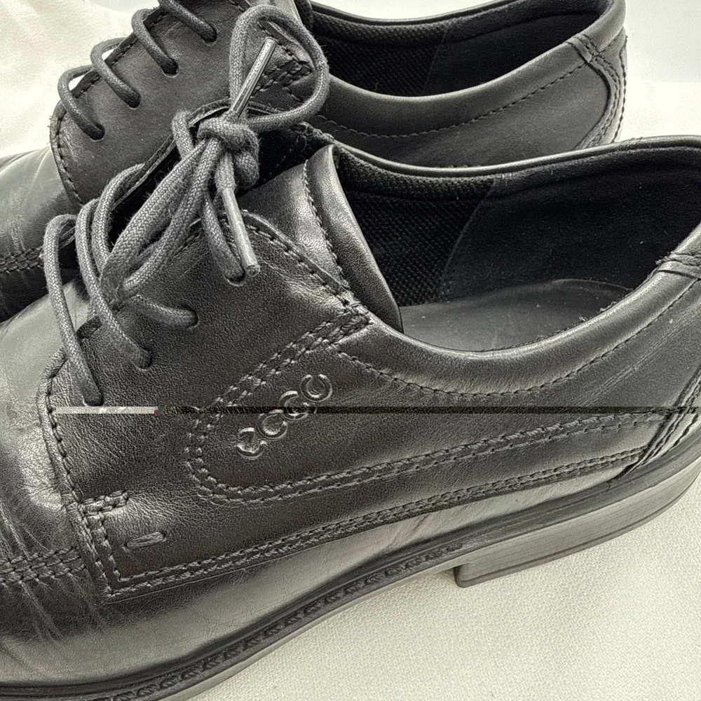 ECCO Helsinki Black Leather Bicycle Toe Oxford Dress Shoes Mens 43 US 9-9.5B